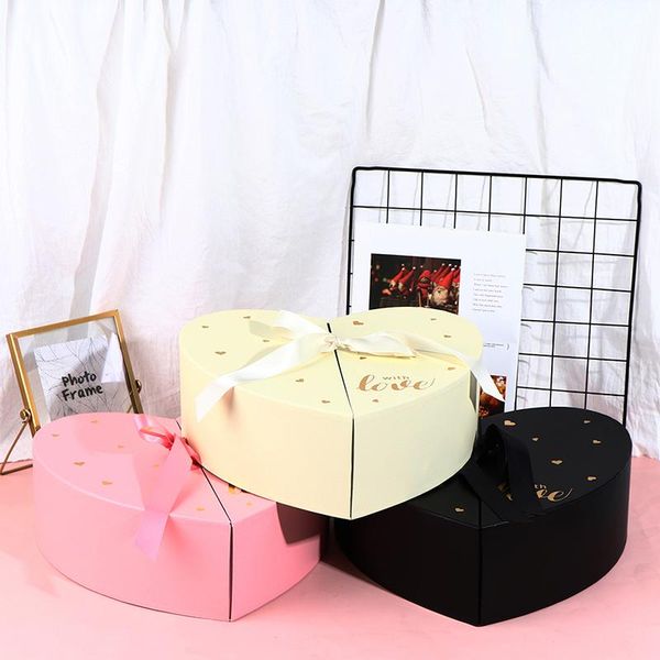 

1pcs heart shape half-opening paper gift box fresh flower packing 32.3x29x11cm wrap