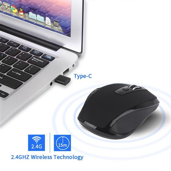 

mice carprie type-c 1600dpi 6key wireless optical mouse silent gaming lapdeskcomputer for