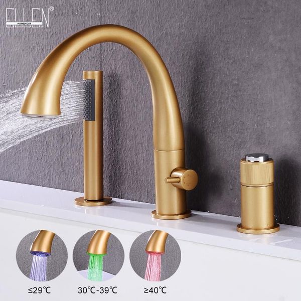 

bathroom sink faucets ellen matte gold bathtub faucet with led light 3 holes cold deck mounted bath tub mixer tap elf2012