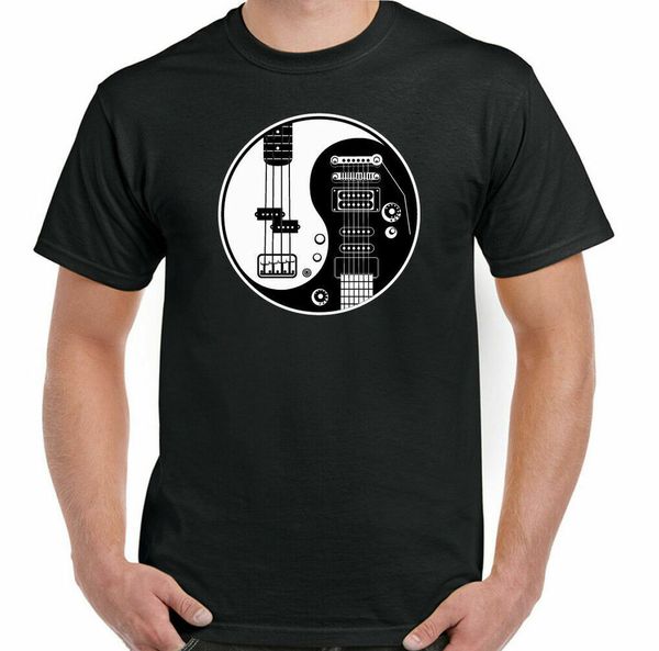 

guitar t-shirt guitarist yin yang funny mens electric acoustic, White;black