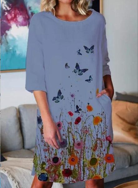 

factoryibzd 2021 print new digital mid length butterfly sleeve dress, White;black