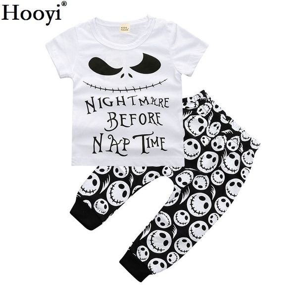 Halloween Moda Bambini Vestiti Abiti Nightmare Before Nap Time Ghost Face Novità Baby Boy T-Shirt Pant Set Cotone 210413