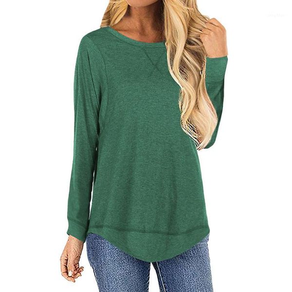 

women's blouses & shirts women casual solid blouse round neck long sleeve splice loose blusas femininas ladies, White