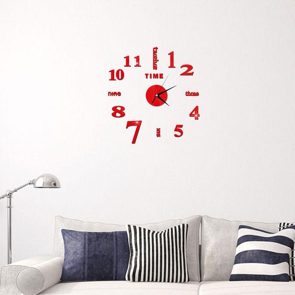 

mirror wall clock 4 color 3d cool removable stickers clocks