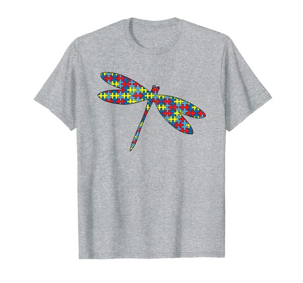 

dragonfly autism awareness kids swarm puzzle day mom gift t-shirt, White;black