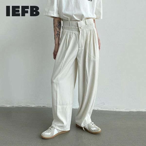 

men's suits & blazers iefb wide leg suit pants 2021 niche fashion pleated waist design loose vertical straight trousers high street clo, White;black