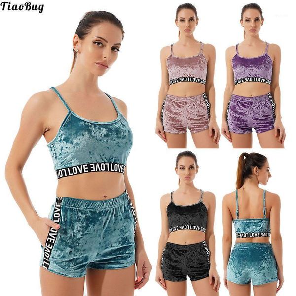 

yoga outfit tiaobug 2pcs women summer suit round neck adjustable straps sleeveless cropped vest and shorts set for gym workout fitness