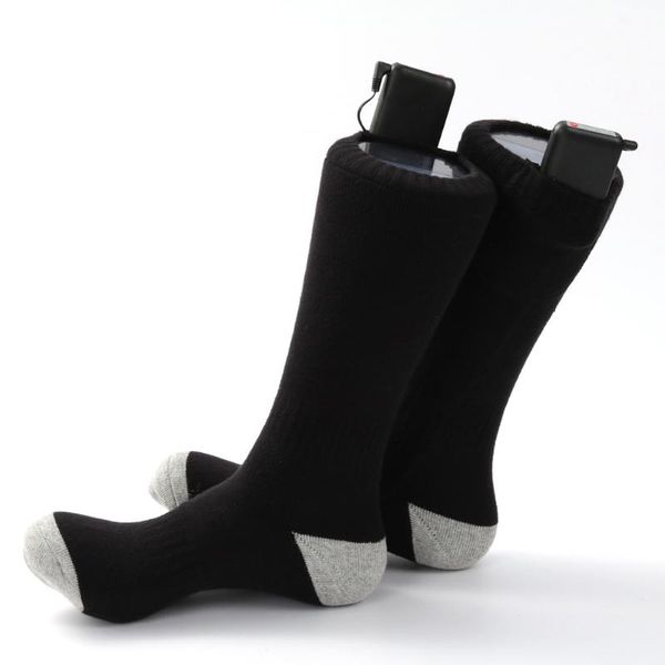 

sports socks 1 pair outdoor anti-cold foot heated stockings rechargeable winter warm thermal for skiiing cycling, Black