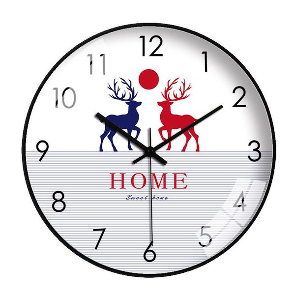 

wall clocks modern simple round clock cartoon elk hanging for home living kids rooms decoration