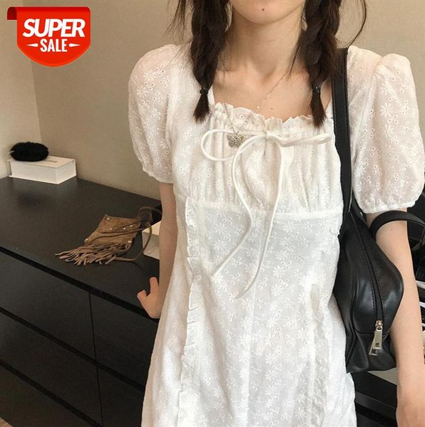 

04/12 10:00am wang maiden's shop hollow flower dress white #em45, Black;gray