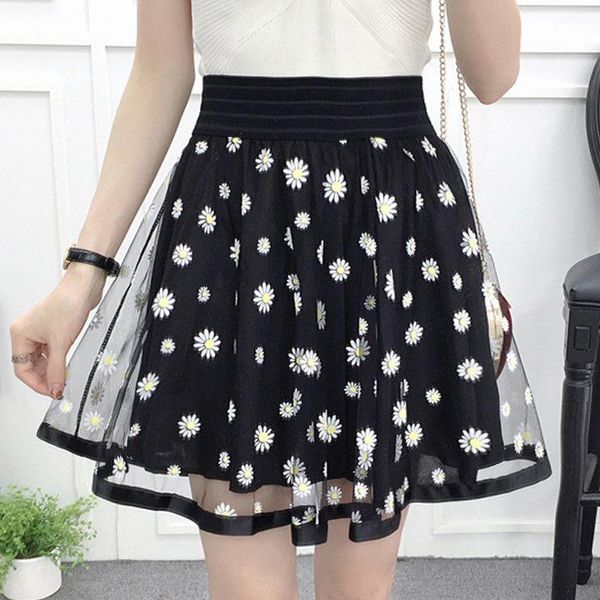 

skirts mesh lace skirt for spring and summer 2021, Black
