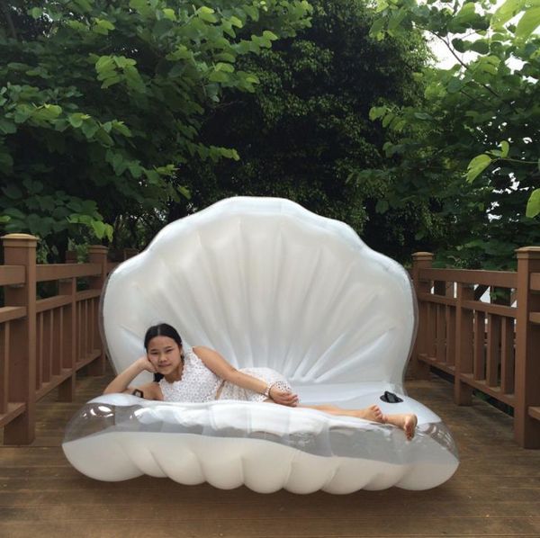 

outdoor camping inflatable shell floating row pvc bed sofa water scallop swimming pool beach chair pads