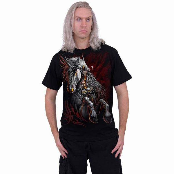 

unicorn pattern men's 3d printed t-shirt visual impact party streetwear punk gothic round neck american muscle style short sleeve, White;black