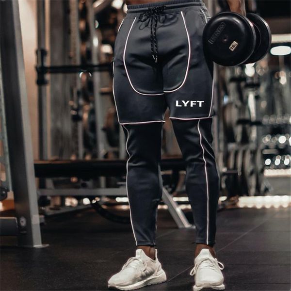 

men's pants cargo men reflective hip hop streetwear jogger pant fashion trousers multi-pocket casual joggers sweatpants, Black