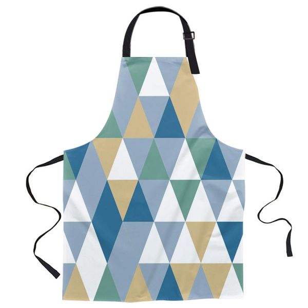 

aprons blue yellow triangle repeated geometry apron woman bibs home cooking baking coffee shop canvas kitchen accessory