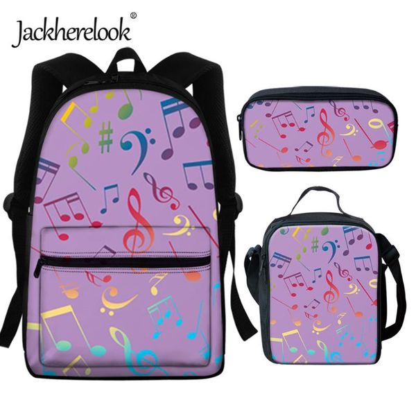 

backpack jackherelook music note pattern student campus large durable school bags 3pcs/set for teenager junior schoolbag