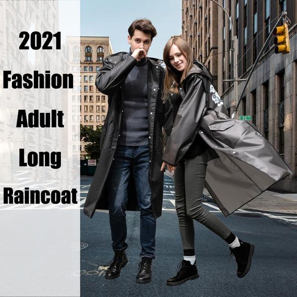 

raincoats fashion long raincoat women men rain coat waterproof hooded black gray for outdoor hiking travel fishing cycling rainwear