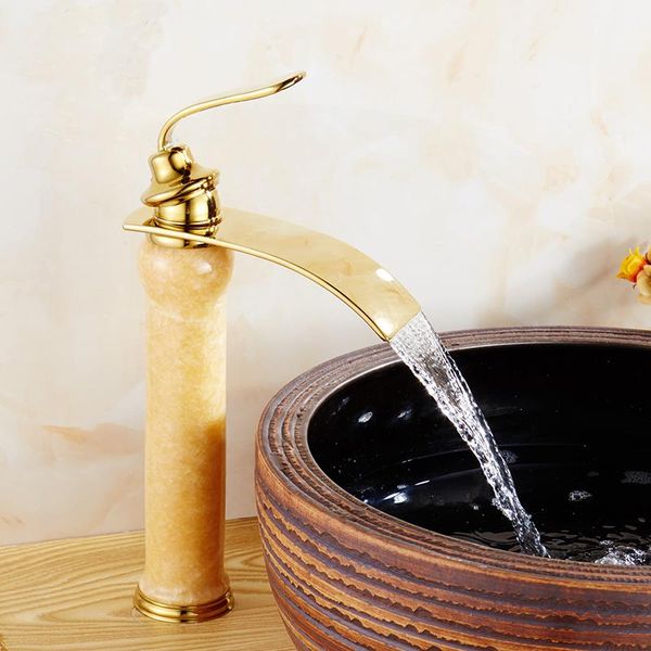 

bathroom sink faucets whosale or retail european copper gold plated style wash basin faucet, antique yellow jade marble faucet mixer water t