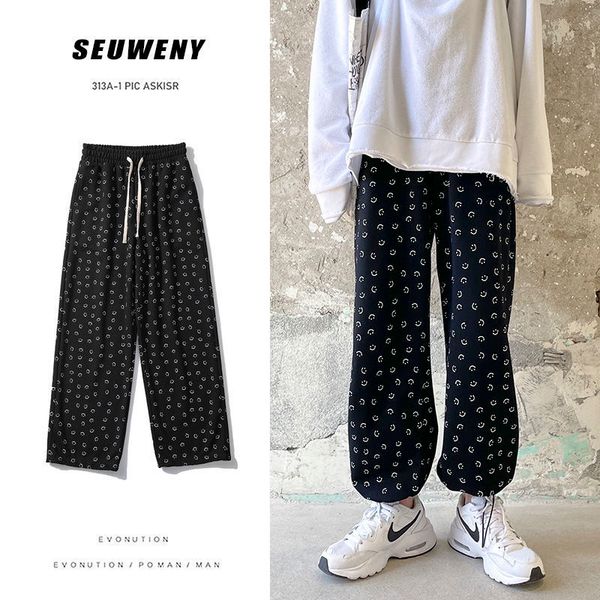 

fashion printed pants casual men's oversize woman trousers clothing hip hop, Black