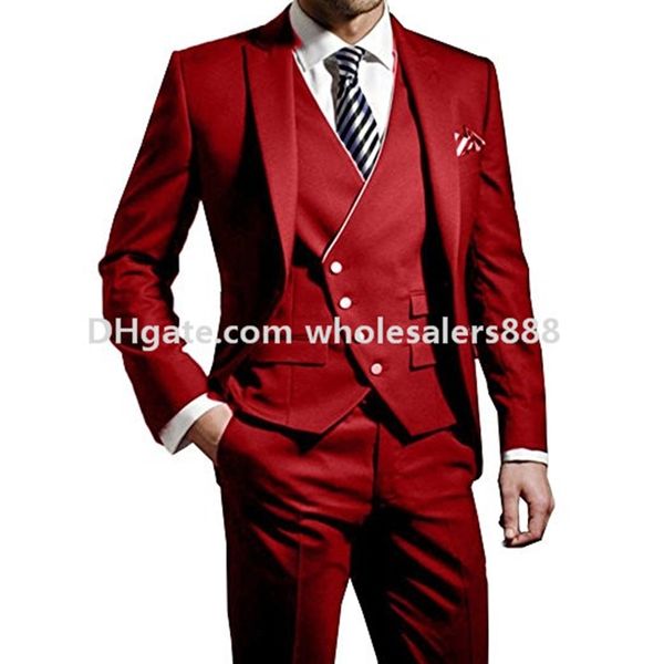 

men's suits & blazers customize groomsmen peak lapel groom tuxedos red men wedding/prom/dinner man blazer(jacket+pants+tie+vest) k, White;black