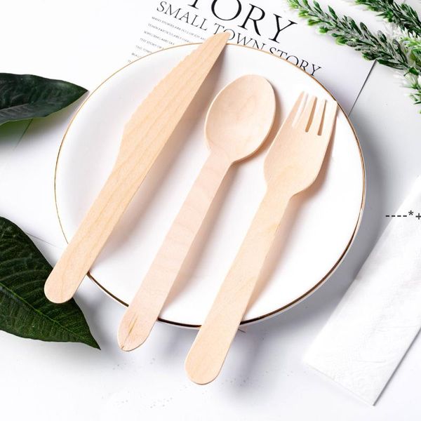 New100% biodegradável festa de madeira talheres preto colher garfo faca de mesa descartável alta qualidade mais barata rre11054