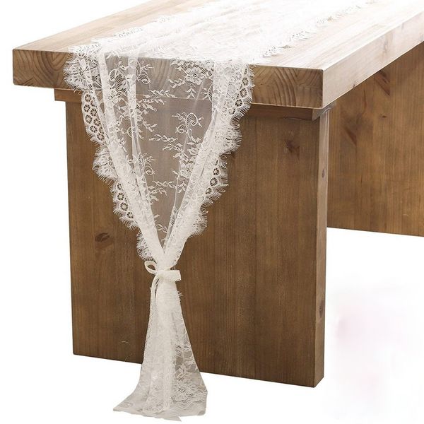 Forniture per matrimoni Runner da tavola in pizzo bianco in stile nordico semplice per la decorazione della tovaglia da pranzo in casa