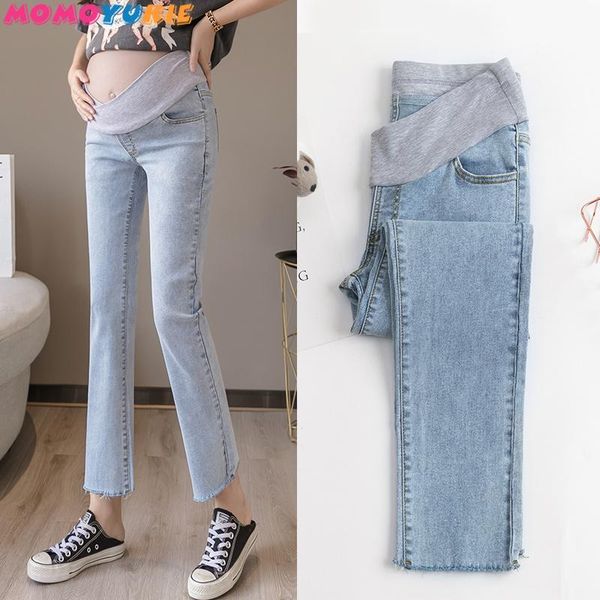 

maternity bottoms denim jeans pants for pregnant women clothes boyfriend vintage stretch skinny bell straight pregnancy, White