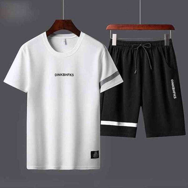 

casual mens sets summer tracksuit men print short sleeve t-shirt 2 piece shorts quick drying short set fashion sportswear male, Gray