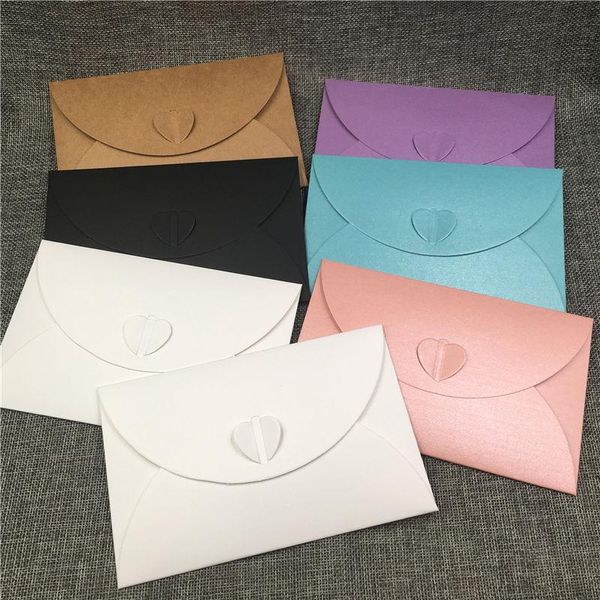 

gift wrap 24pcs/lot colorful kraft paper love heart envelope bags for grand event invitation card gifts packaging cardboard wholesale