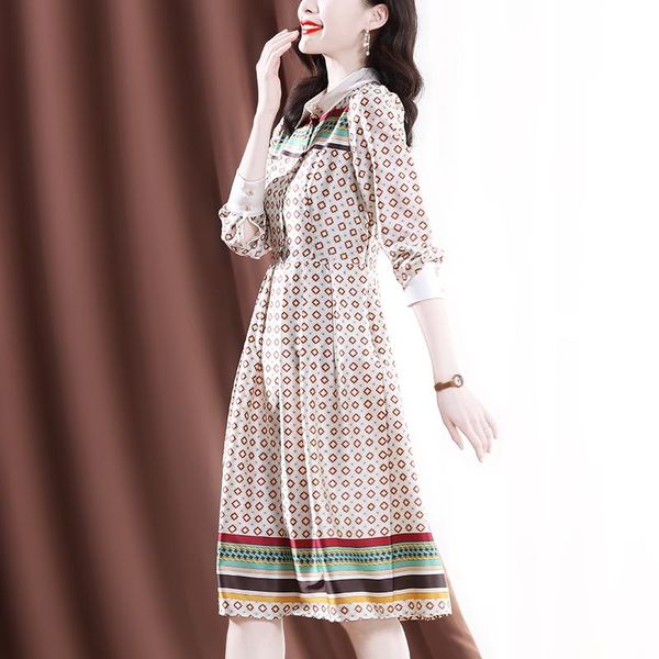 

genuine silk women's summer dress female high waist elegant woman midi ladies vestidos de verano zjt2685 casual dresses, Black;gray