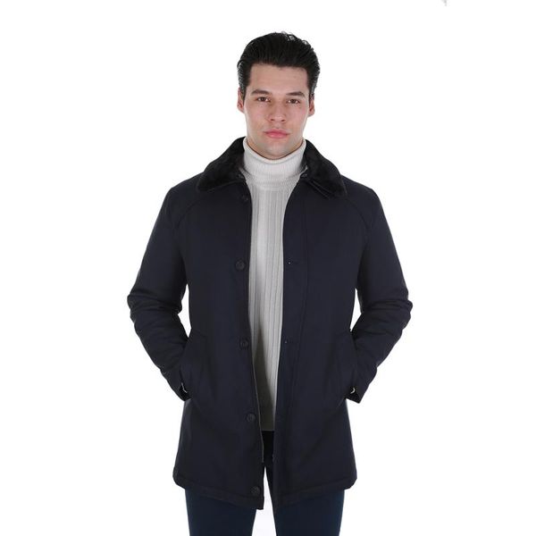 

diandor colar shaggy male coat navy blue/navy 2029012 men's jackets, Black;brown