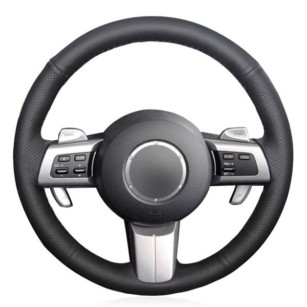 

steering wheel covers black pu faux leather diy hand sewing car cover for mx-5 miata 2009-2014 rx-8 2009-2013 cx-7 2007-2009
