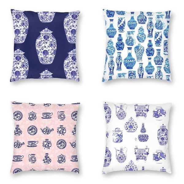 

cushion/decorative pillow chinese porcelain cover home decorative blue and white ginger jar with lid chinoiserie allover cushion pillowcover