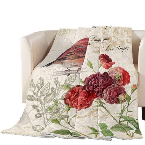 

comforters & sets bird rose flower retro summer quilt personalized air conditioning comforter throw blanket soft print bed cover bedspread