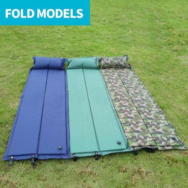 

practical fold in half 3 colors travel multifunction air mattress sleeping pad camping cushion picnic mat tent cloth outdoor pads
