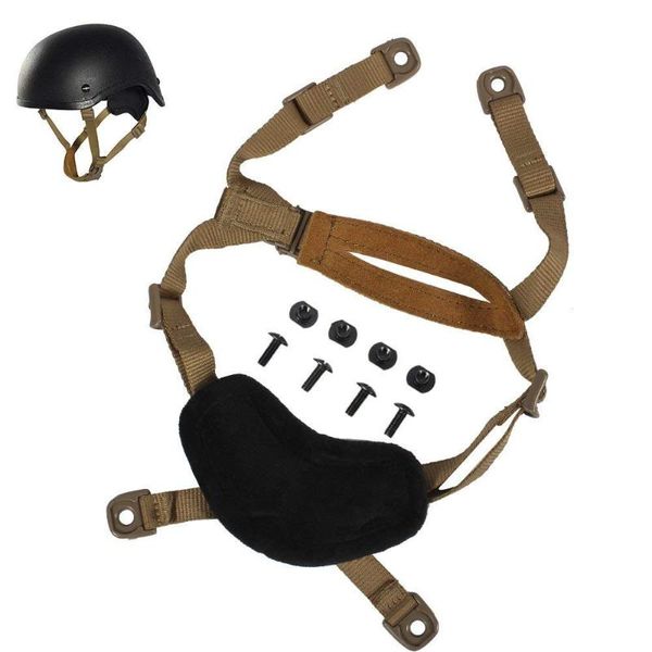 

cycling helmets helmet strap tactical 4 points chin with screws & nuts for fast ach mich h-nape x-nape pad harness