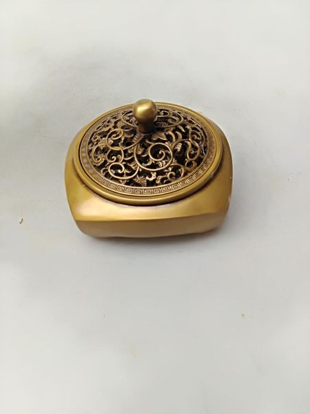 

sachet bags chinese hand carved brass flat incense burner art collection