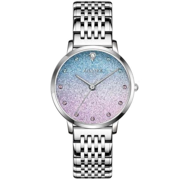 

wristwatches ananke est japanese movement quartz watch women starry sky gradient dial stain steel strap ladies fashion wristwatch an29, Slivery;brown