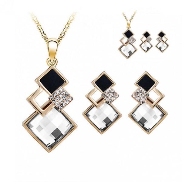 

earrings & necklace faux crystal accessory set for dating, Silver