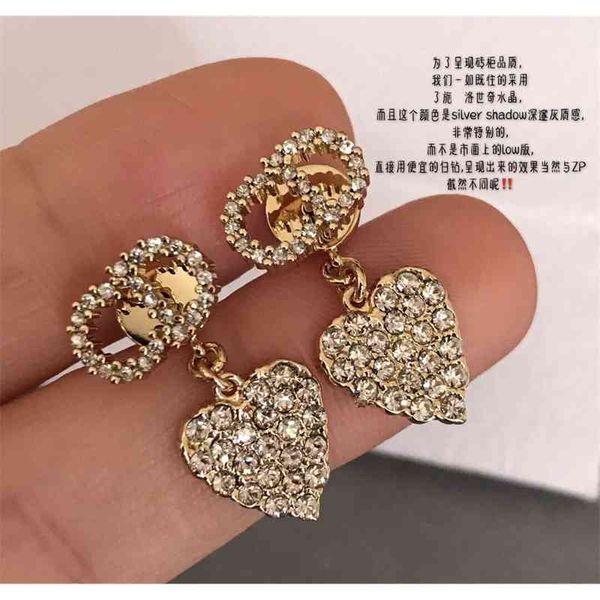 

70% off outlet online classic letter inlaid diamond love net red star same earrings female, Golden
