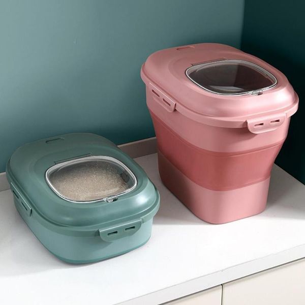 

storage bottles & jars wholesales 25kg rice container foldable double sealing ring pp household flour holder for kitchen