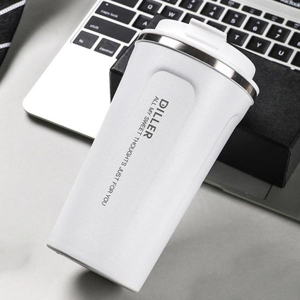 

water bottle coffee cup portable temperature retention stainless steel leakproof car mug frosted surface insulated thermal for