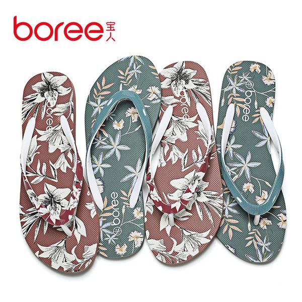

slippers boree women shoes summer beach flip flops flower casual slides flat non-slip home soft slipper female wholesale, Black