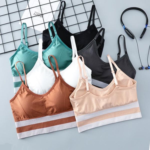 

seamless splice yoga bra women, quick dry push up sports adjustable padded workout bra, wireless fitness gym clothing, White;black