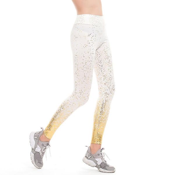 

women's leggings women bronzing printing pants european american sports high waist casual outdoor sport fitness, Black