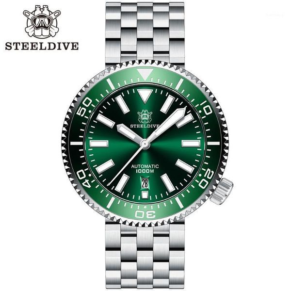 

sapphire glass men`s watch -nh35 automatic mechanical watches men 1000m diver ceramic bezel luminous wristwatches, Slivery;brown