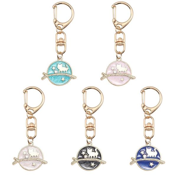 

keychains selling charm female keychain gold keyring animal starry cat fashion men and women backpack jewelry gift, Silver