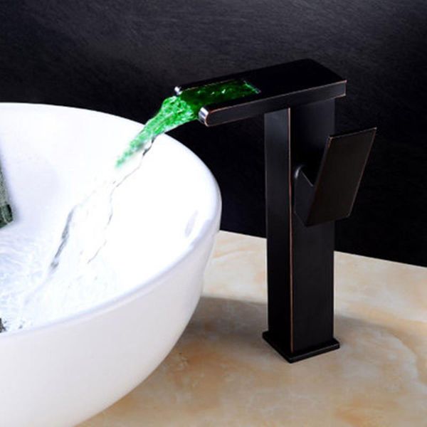 

bathroom sink faucets led basin faucet waterfall cold and water on the