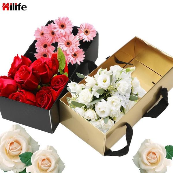 

gift wrap flower packaging box with pvc cover diy wedding party craft portable dessert folding paper