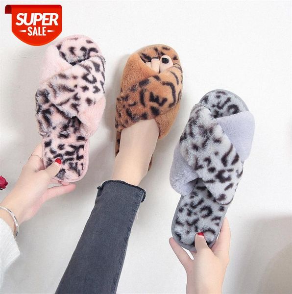 

leopard cross plush slippers female home floor cotton wish #rm21, Black